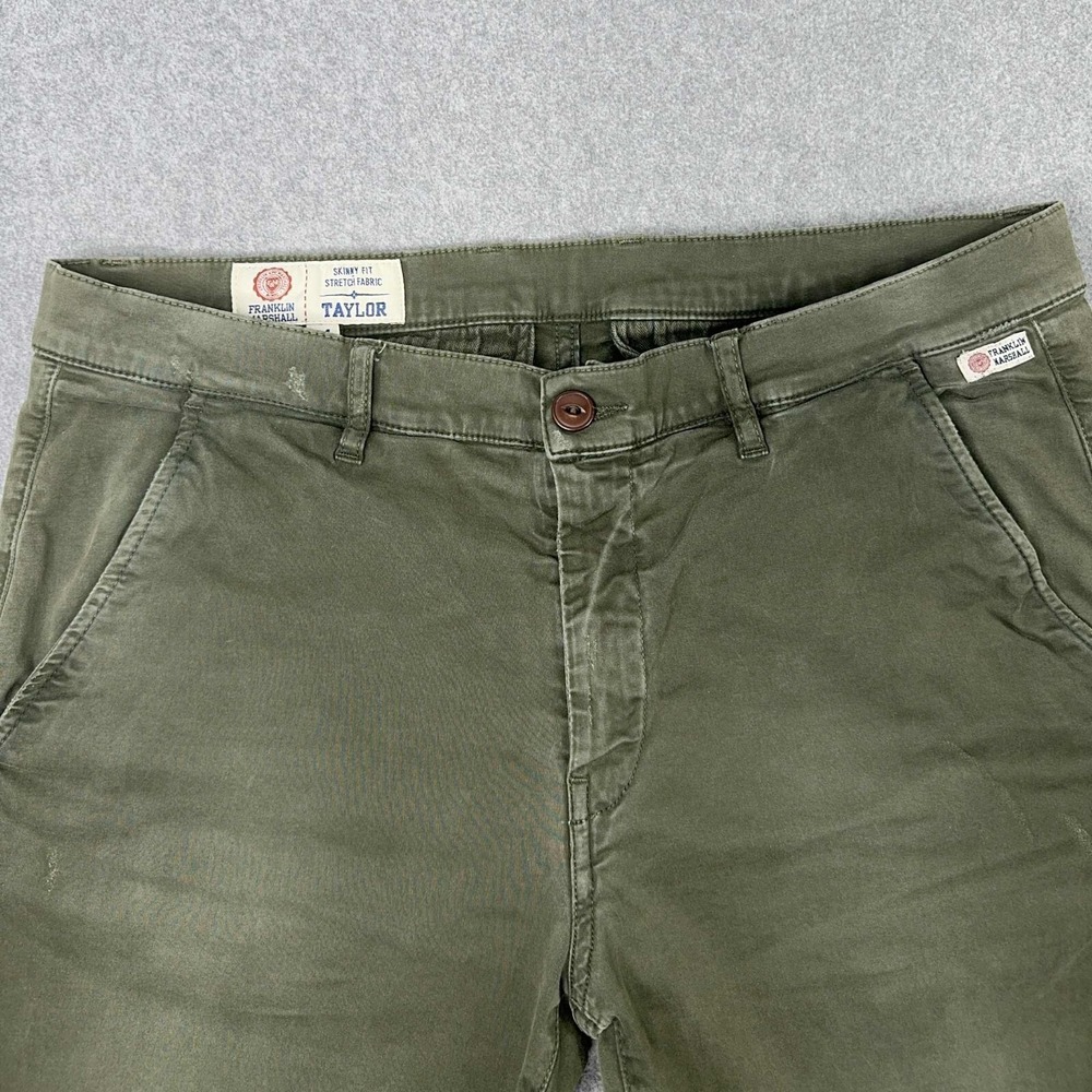 Franklin & Marshall Taylor Skinny Fit Stretch Men's 34 Olive Distressed Preppy